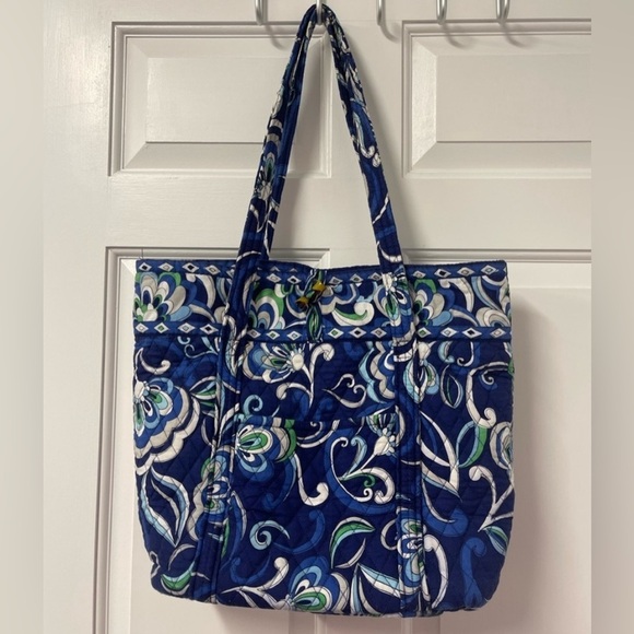 Vera Bradley Handbags - Vera Bradley Mediterranean Blue Tote Bag Purse Medium Toggle Int Pockets Retired